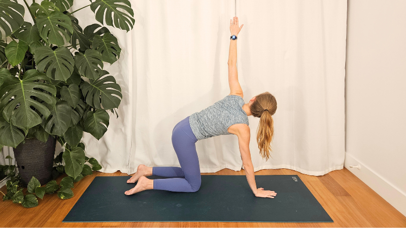 Stretch and strengthen in Table top twist